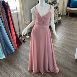 Sheer Desert Rose Floor Length Sleeveless Open Back Velvet Detail